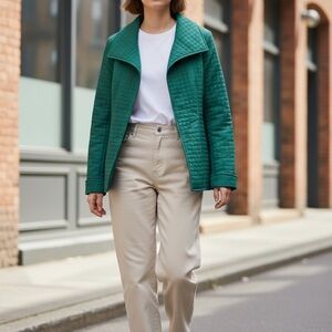 For Cynthia NWT Women’s Jacket Blazer Green Quilted Lined Open Front Size XL